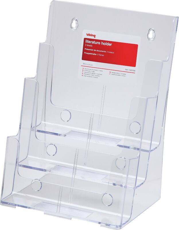 Présentoir Viking Portrait 3 compartiments A4 Transparent plastique 230 x 160 x 320 mm