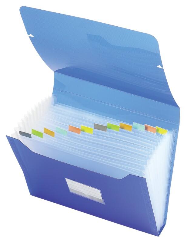 Trieur extensible Viking 13 compartiments A4 Bleu transparent Polypropylène