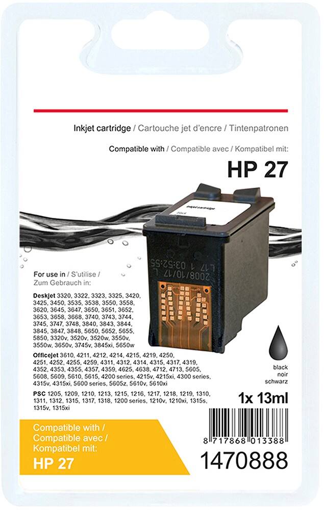 Cartouche jet d'encre Office Depot Compatible HP 27 Noir C8727A