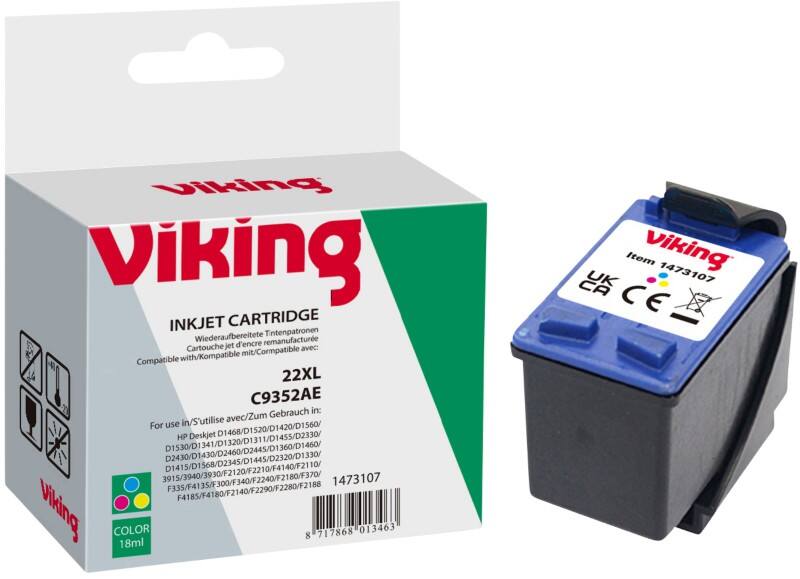 Cartouche jet d'encre Viking 22 Compatible HP C9352CE Cyan, magenta, jaune