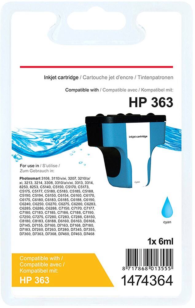 Cartouche jet d'encre Office Depot Compatible HP 363 Cyan C8771EE