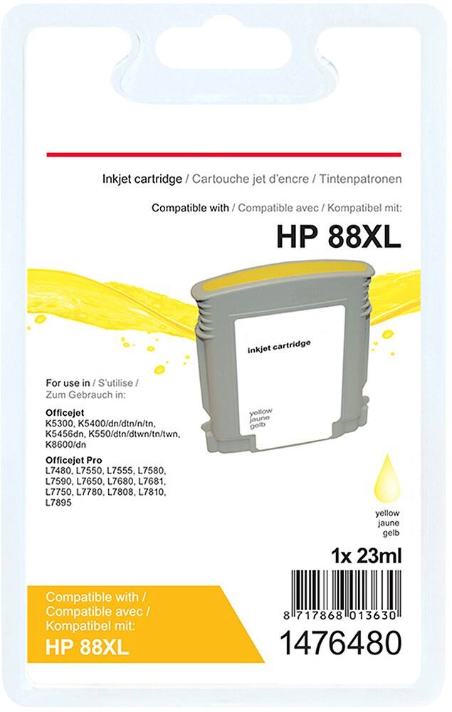 Cartouche jet d'encre Office Depot Compatible HP 88XL Jaune C9393A