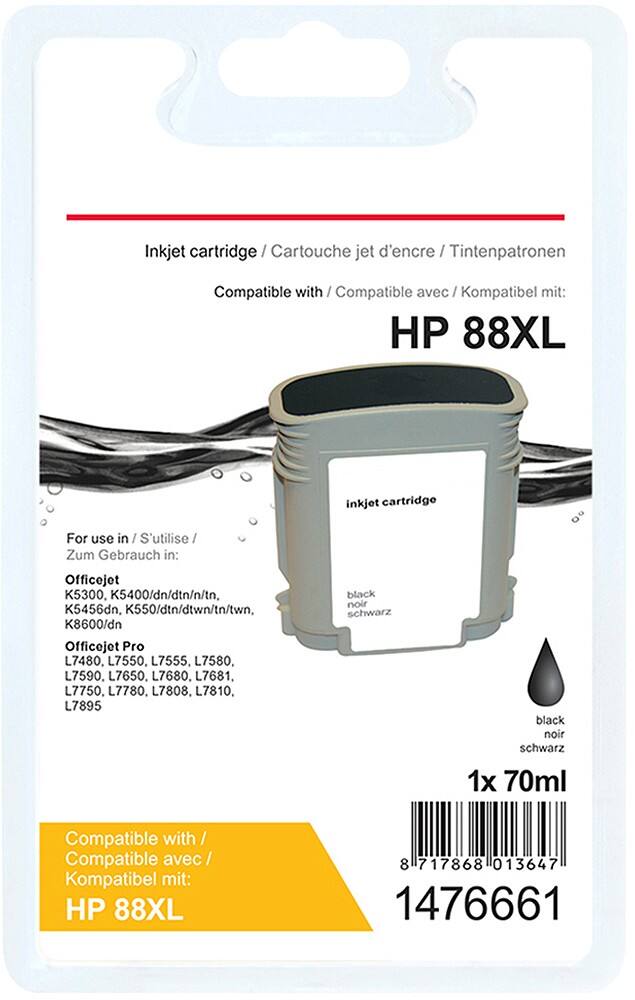 Cartouche jet d'encre Office Depot Compatible HP 88XL Noir C9396A