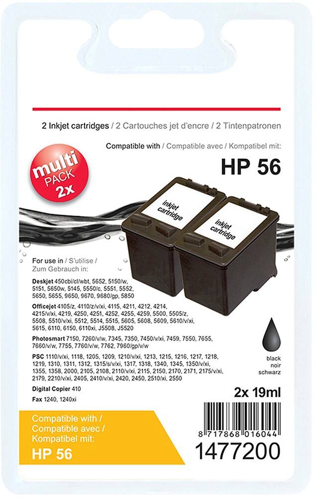 Cartouche jet d'encre Office Depot Compatible HP 56 Noir C9502AE 2 Unités