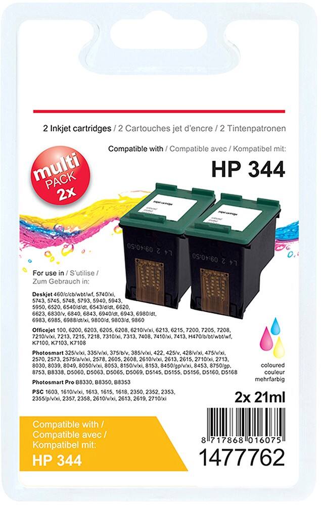 Cartouche jet d'encre Office Depot Compatible HP 344 3 Couleurs C9505EE 2 Unités