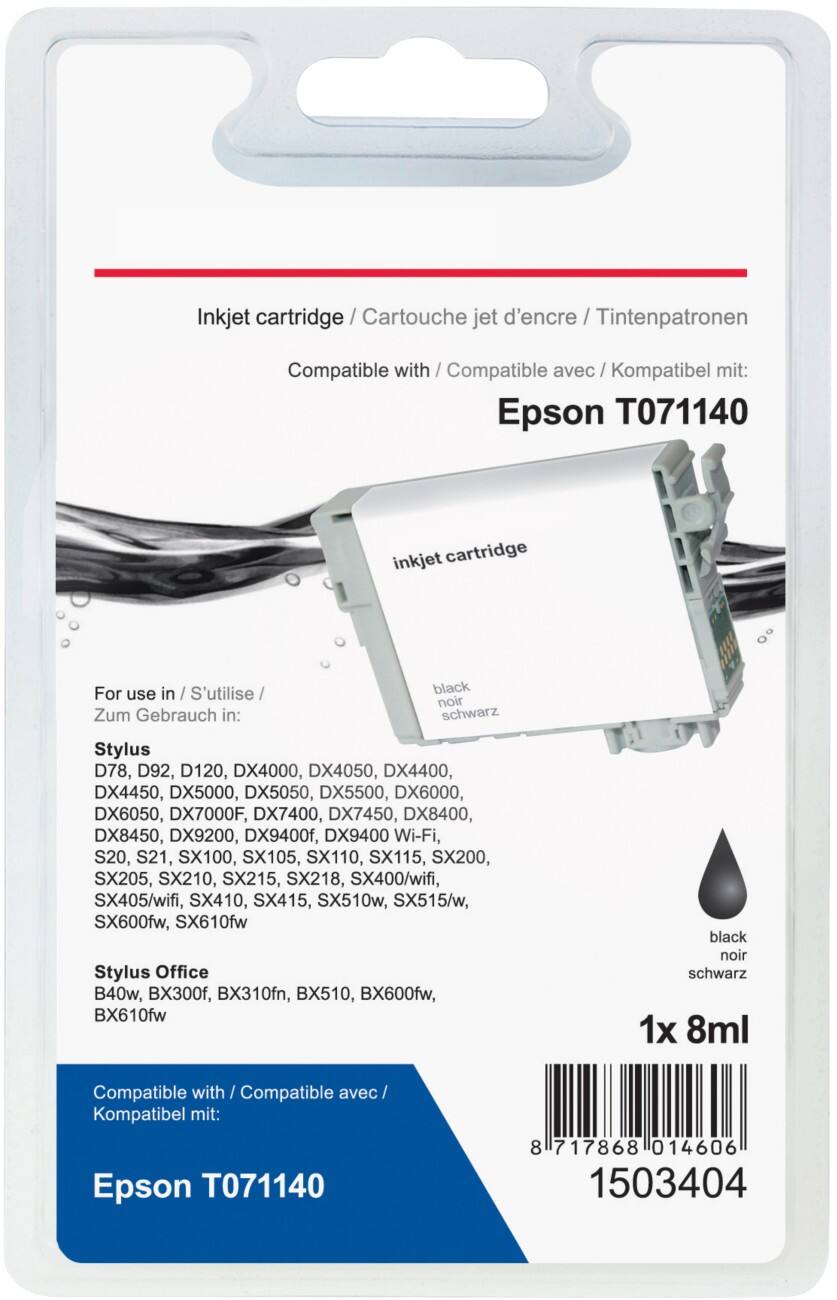 Cartouche jet d'encre Office Depot Compatible Epson T0711 Noir T071140
