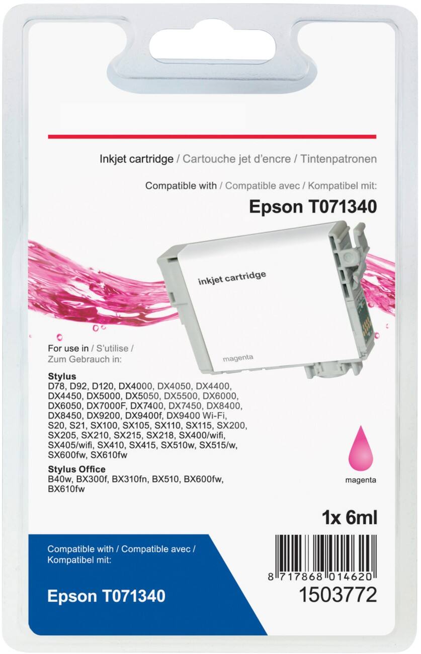 Cartouche jet d'encre Office Depot Compatible Epson T0713 Magenta T071340