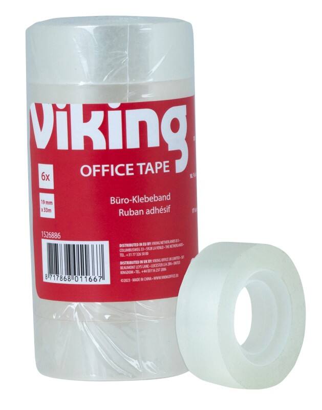 Ruban adhésif Viking Office Transparent 19 mm (L) x 33 m (L) Petit centre PP (Polypropylène)  6 Rouleaux