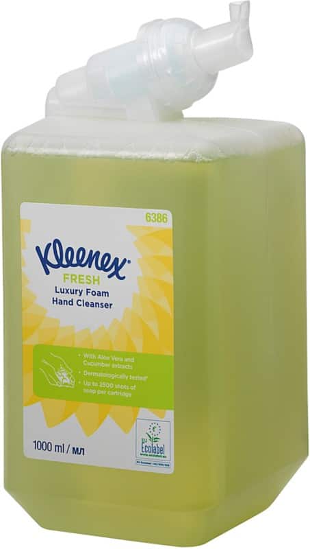 Recharge de savon pour les mains Kleenex Botanics Mousse Extraits d'aloe vera et concombres Vert 6386 6 unités de 1 L