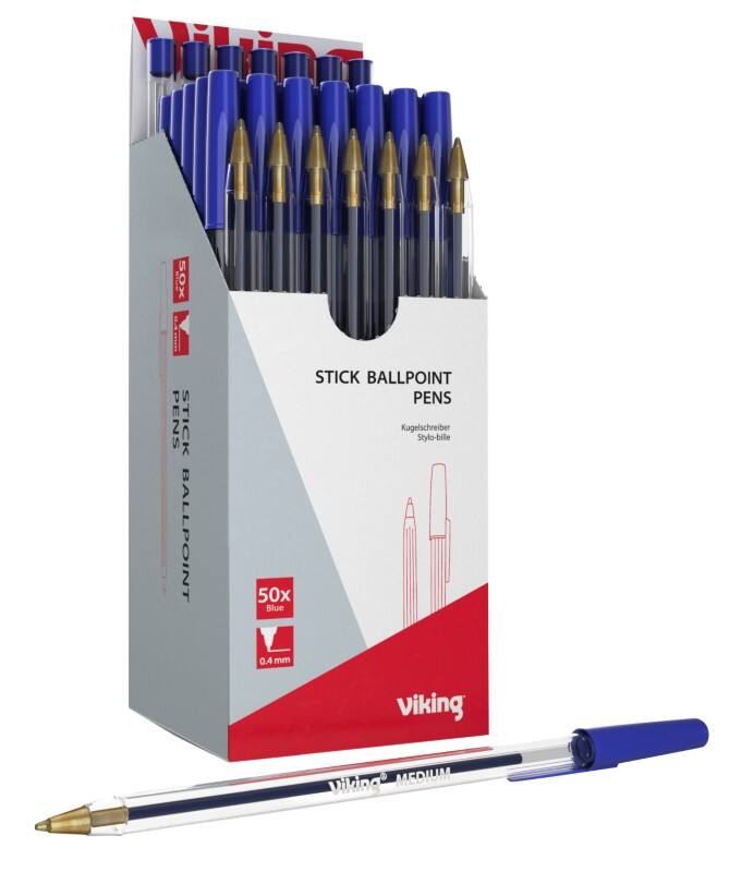 Stylo-bille Viking SBM1,0 SBM1,0 Bleu 0,4 mm Moyen Bille 50 Unités