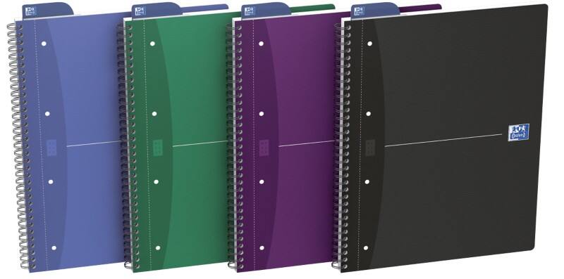 Cahier à spirales OXFORD Office Essentials A4+ Quadrillé Reliure en spirale Carton Assortiment Perforé 180 Pages Paquet 5