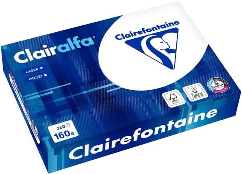 Papier imprimante Clairalfa A4 Clairefontaine Blanc 160 g/m² Lisse 250 Feuilles