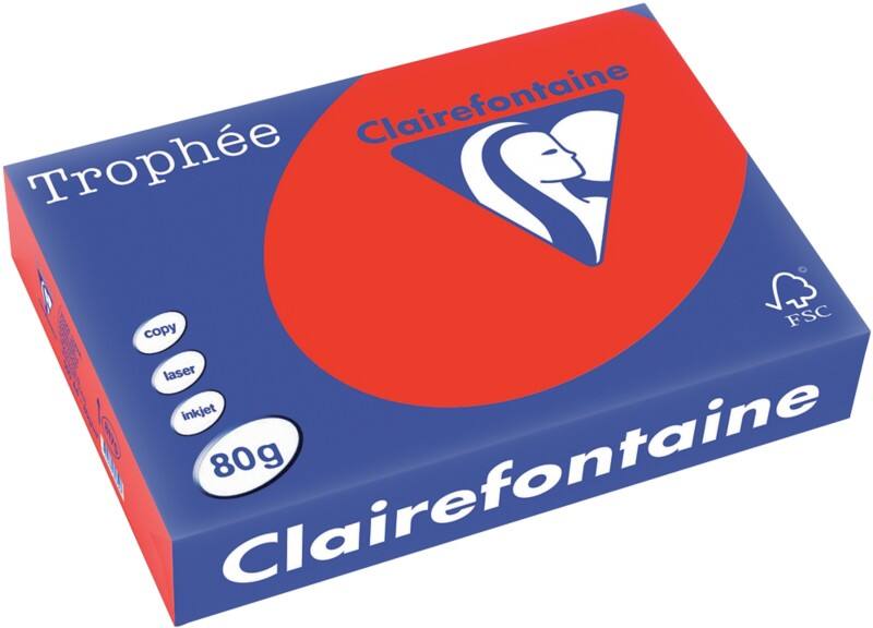 Papier couleur A4 Clairefontaine Rouge 80 g/m² Mat 500 Feuilles