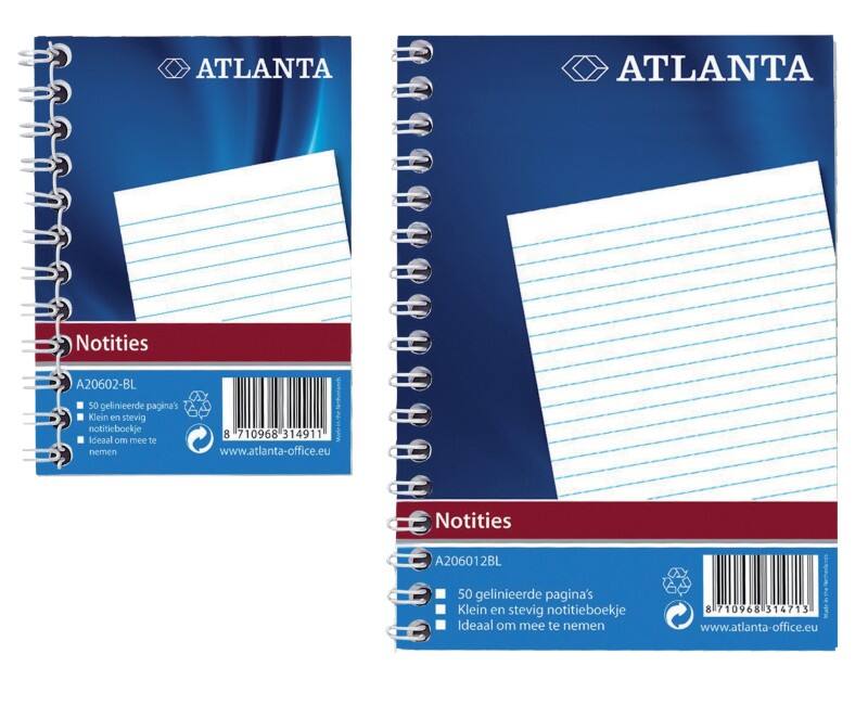 Carnet de notes Djois Atlanta A7 Ligné Reliure en spirale Blanc, bleu 100 Pages