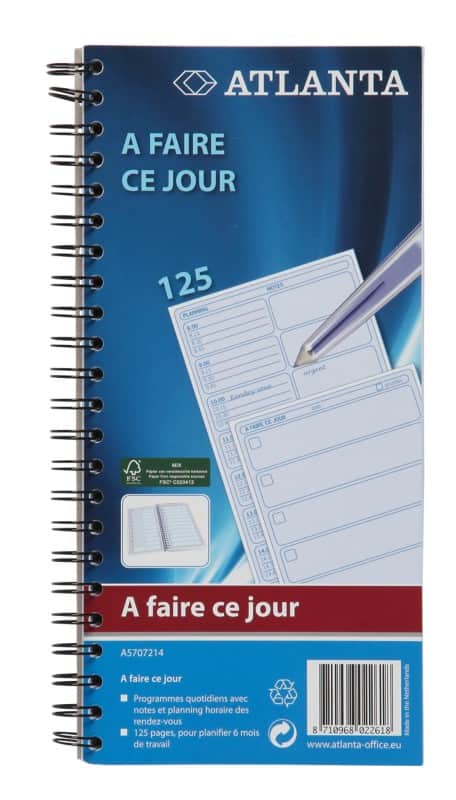 Carnet "À faire ce jour" Djois Atlanta Bleu non 14 x 29,7 cm 70 g/m²