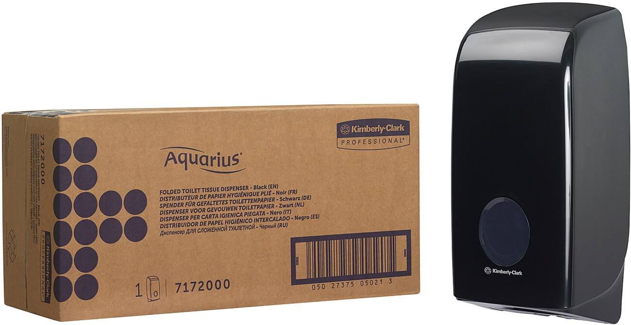 Distributeur de papier toilette AQUARIUS 7172 Plastique Verrouillable Fixation murale Noir 16,9 x 12,3 x 33,8 cm