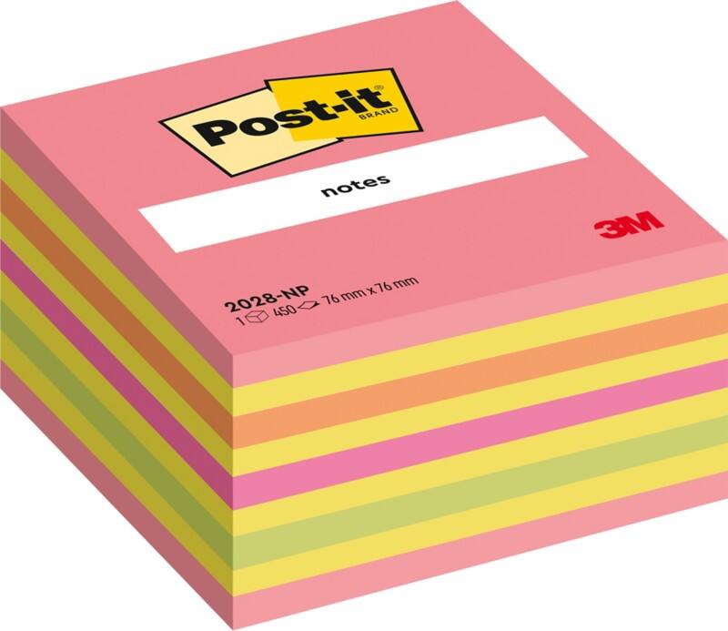 Cube Post-it 76 x 76 mm Rose-Jaune fluo 450 Feuilles