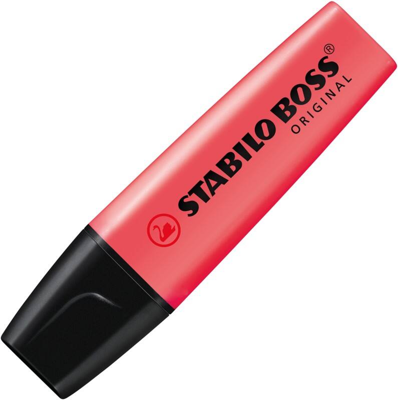 Surligneur STABILO BOSS ORIGINAL Rouge Large Biseauté 2 - 5 mm Rechargeable