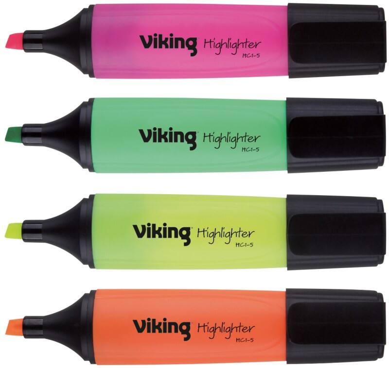 Surligneur Viking HC1-5 Assortiment Large Biseauté 1 - 5 mm 4 Unités