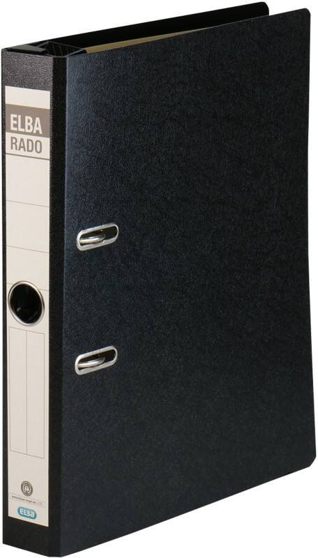 Classeur suspendu ELBA Étroit Rado A4 50 mm Noir 2 Anneaux Carton Portrait
