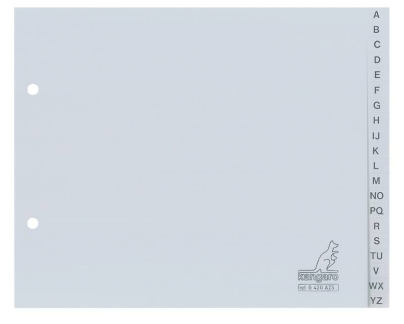 Intercalaires alphabétiques A - Z KANGARO  A4 Paysage Gris 20 intercalaires PP (Polypropylène) 2 Perforations G420AZS