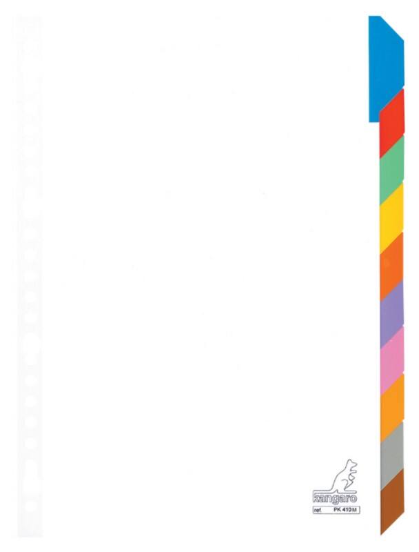 Intercalaires vierges Vierge KANGARO  A4 Assortiment 10 intercalaires 190 g/m² Carton 23 Perforations PK410M