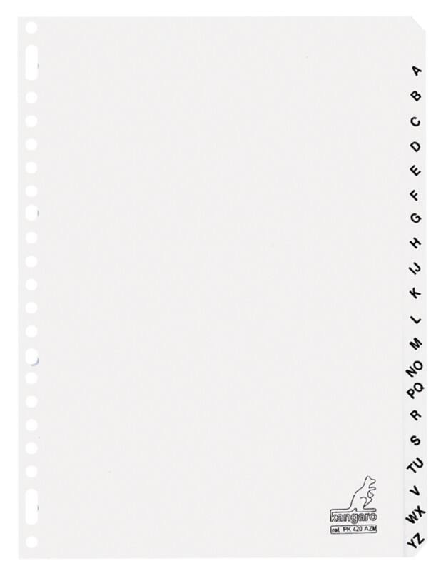 Intercalaires vierges A - Z KANGARO  A4 Blanc 20 intercalaires 190 g/m² Carton 23 Perforations PK420AZM
