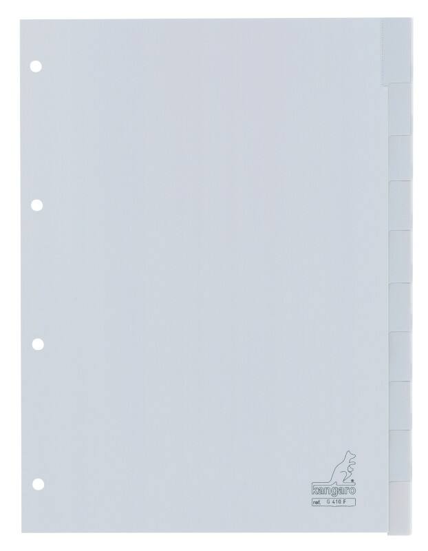 Intercalaires vierges KANGARO A4 Gris 10 intercalaires PP (Polypropylène) 4 Perforations G410F