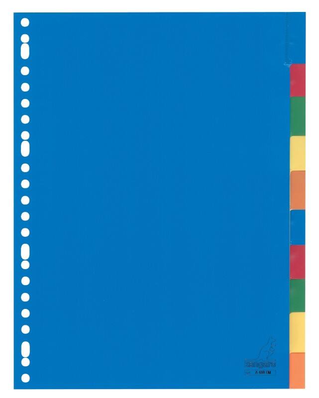 Intercalaires vierges Vierge KANGARO  A4 Assortiment 10 intercalaires PP (Polypropylène) 23 Perforations A410FM