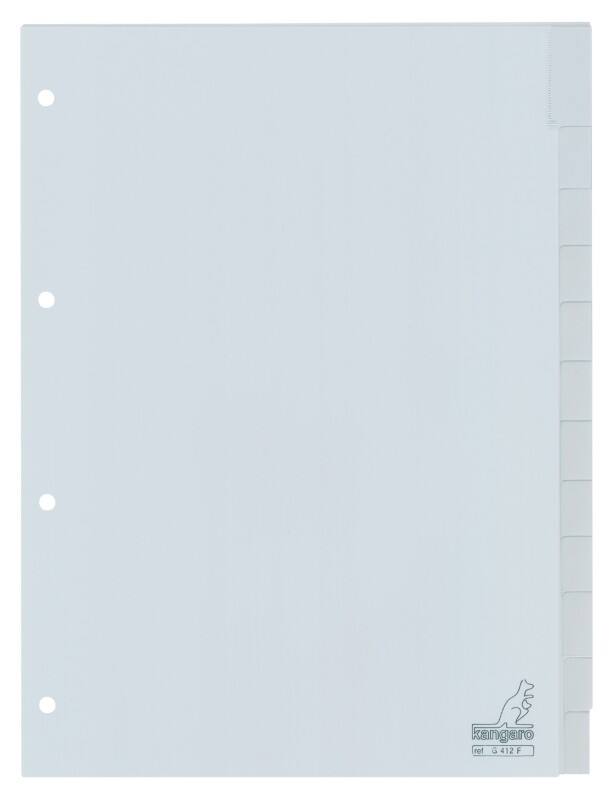 Intercalaires vierges Vierge KANGARO  A4 Gris 1 intercalaire PP (Polypropylène) 4 Perforations G412F