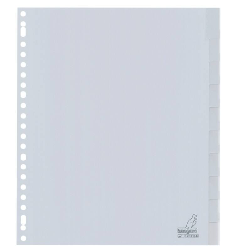 Intercalaires vierges Vierge KANGARO  A4+ Gris 10 intercalaires PP (Polypropylène) 23 Perforations G410FM-B