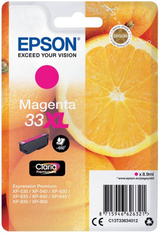 Cartouche jet d'encre Epson 33XL D'origine C13T33634012 Magenta