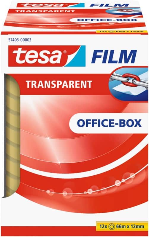 Ruban adhésif tesa tesafilm Office-Box 57403 Transparent 12 mm (L) x 66 m (L) PP (Polypropylène)  12 Rouleaux