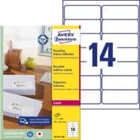 Étiquettes d'adresse recyclées Avery LR7163-100 Blanc A4 99,1 x 38,1 mm 100 Feuilles de 14 Étiquettes