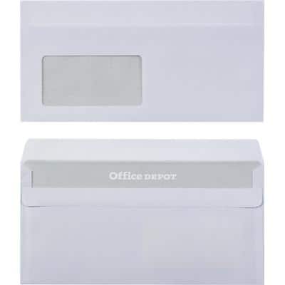 Enveloppes Office Depot Avec fenêtre DL 220 (l) x 110 (h) mm Autocollante Blanc 80 g/m² 100 Unités