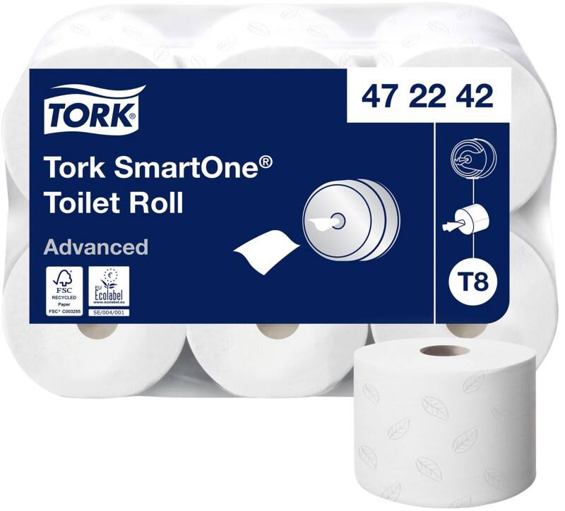 Papier toilette Tork T8 Advanced Recyclé 2 épaisseurs 472242 6 Rouleaux de 1 150 Feuilles