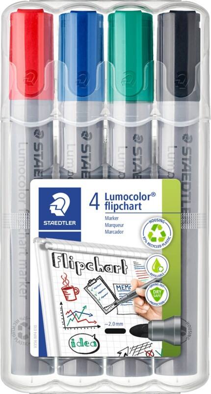 Marqueur pour chevalet STAEDTLER Lumocolor 356 Moyen Ogive - Assortiment Rechargeable 4 Unités