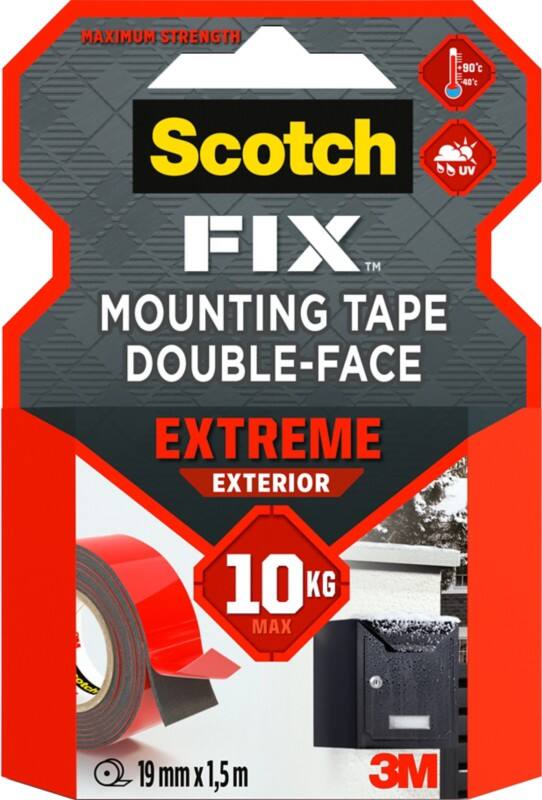 Ruban adhésif de montage Scotch-Fix Exterior Gris 19 mm x 1,5 m