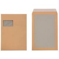 Enveloppes à dos carton Viking C4 Bande adhésive Brun 229 (L) x 324 (H) mm Avec Fenêtre 110 g/m² Recycled 100 Unités