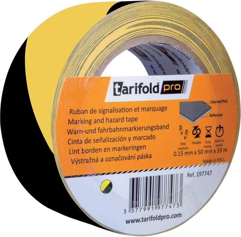 Ruban adhésif de marquage Djois Vinyle 5 cm Jaune, noir