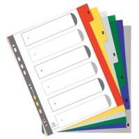 Intercalaires numériques 1 à 6 Exacompta A4+ Assortiment 6 intercalaires PP (Polypropylène) 11 Perforations 2506E