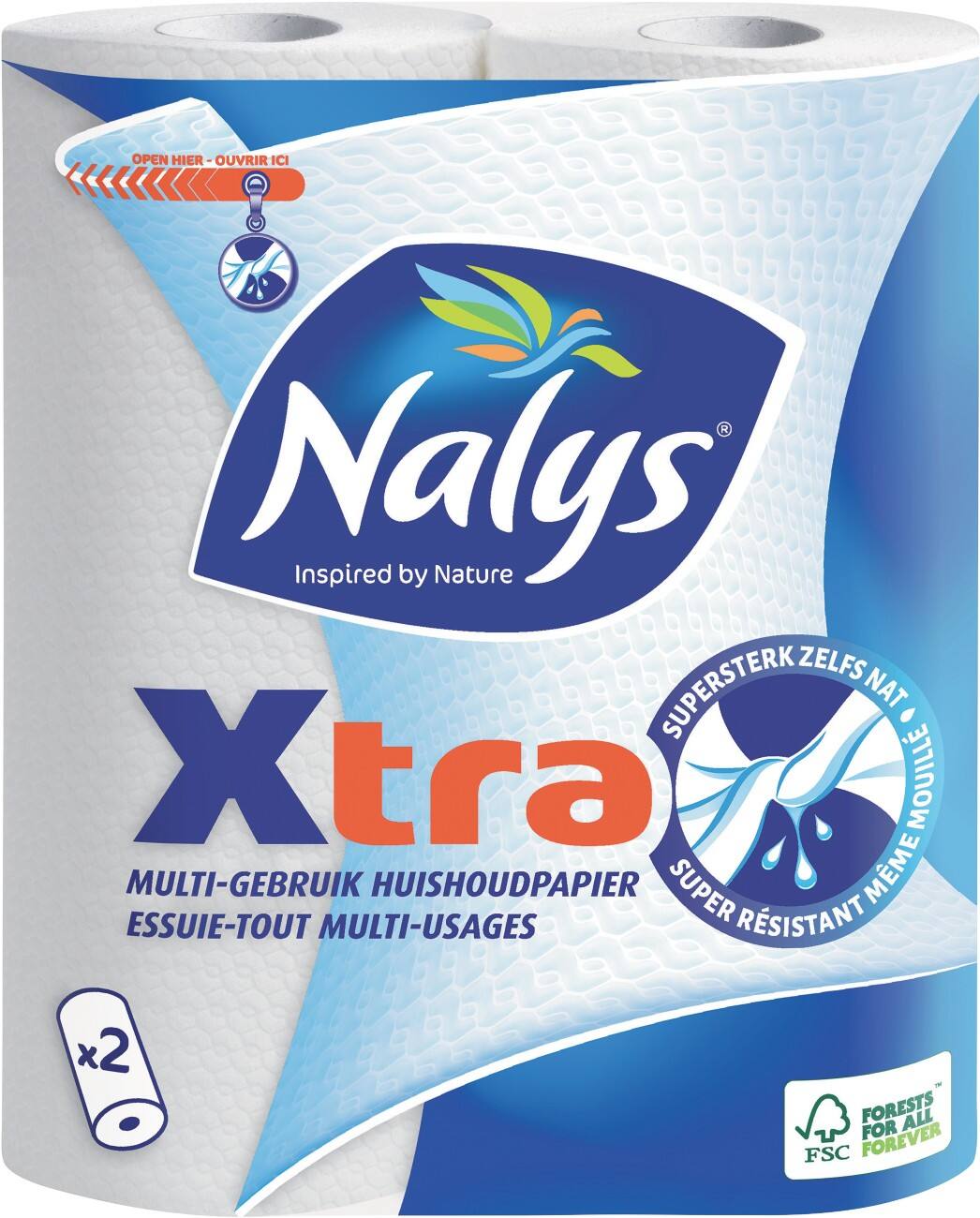 Essuie-tout Nalys Xtra 2 épaisseurs 2 Rouleaux de 44 Feuilles