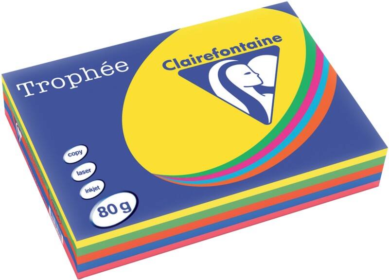 Papier couleur Trophée A4 Clairefontaine Assortiment 80 g/m² Mat 500 Feuilles