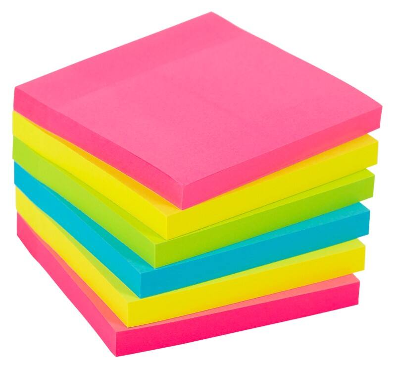 Notes Super Sticky Viking Extra 76 x 76 mm Assortiment Carré 6 Blocs de 90 Feuilles
