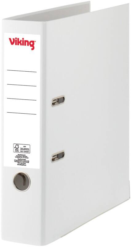 Classeur à levier Viking Large A4 75 mm Blanc 2 Anneaux Plastique Mat Portrait