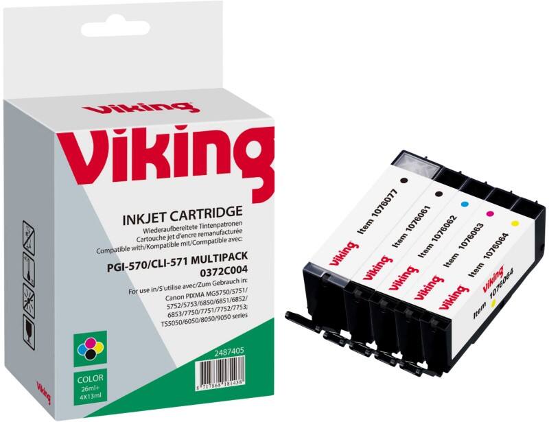 Cartouche jet d'encre Viking PGI-570/CLI-571 Compatible Canon Cyan, magenta, jaune, noir Multipack 5 Unités 