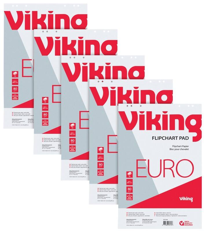 Bloc pour chevalet de conférence Viking Page blanche Euro 80 g/m² 5 Unités de 50 Feuilles 