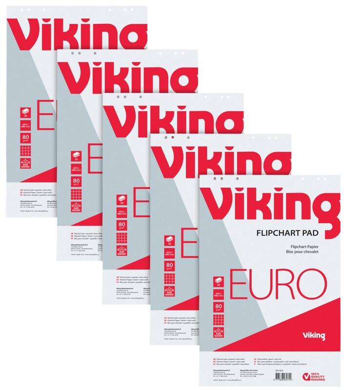 Blocs pour chevalet Viking Euro Euro 80 g/m² Quadrillé 5 Unités de 20 Feuilles