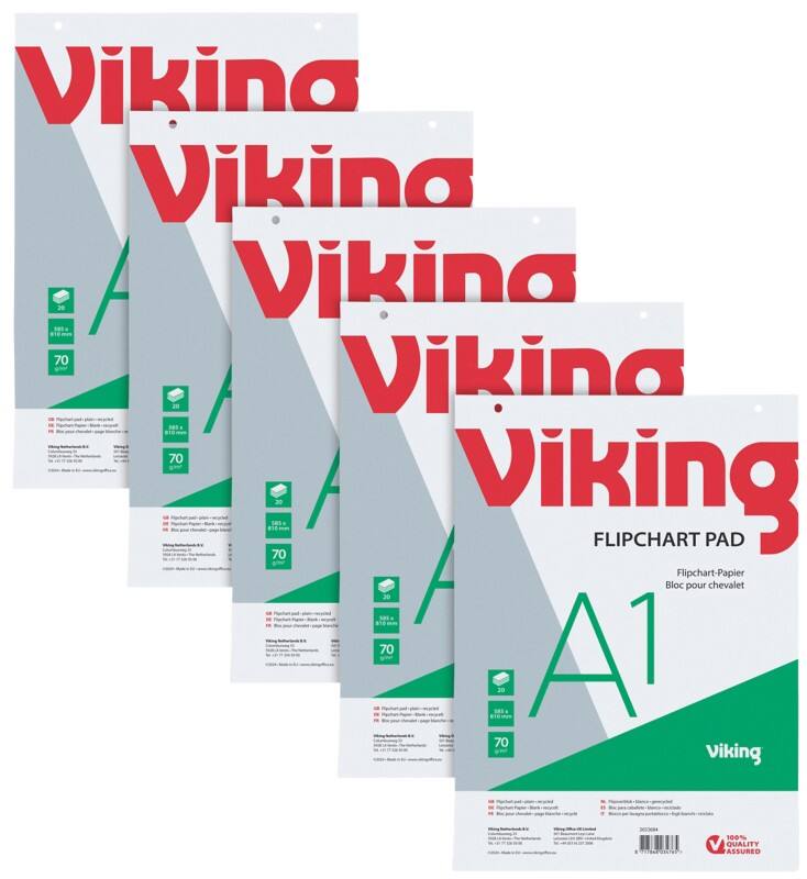 Bloc pour chevalet de conférence Viking Recycling Page blanche A1 70 g/m² 5 Unités de 20 Feuilles 