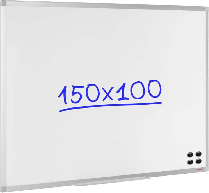 Tableau blanc Viking Standard Montage mural Magnétique Acier Laqué Simple face 150 (L) x 100 (H) cm